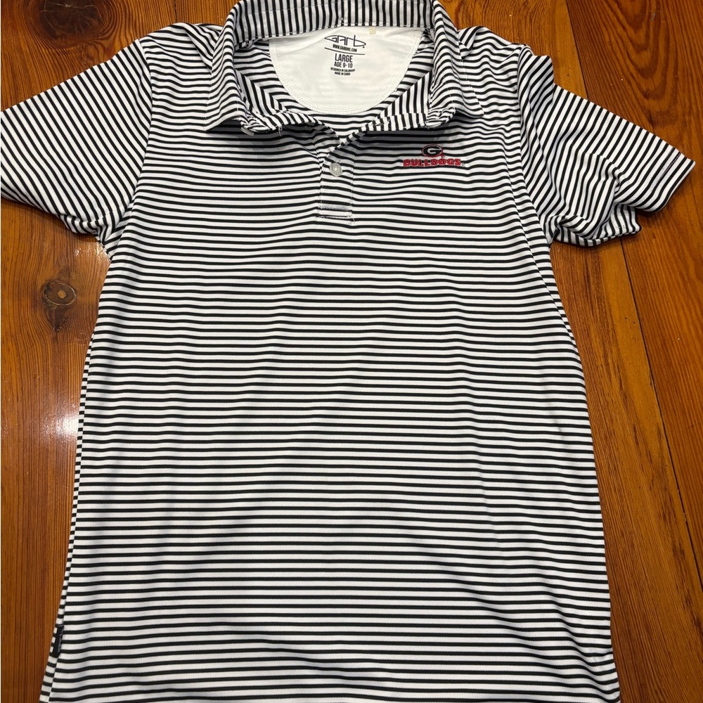 Garb Black and White Striped Shirt with Georgia embroidery